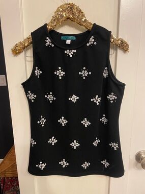 Black Sleeveless Embellished Tank medium